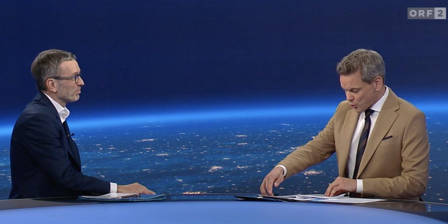 FPÖ-Chef Herbert Kickl und der ZiB2-Moderator Martin Thür.