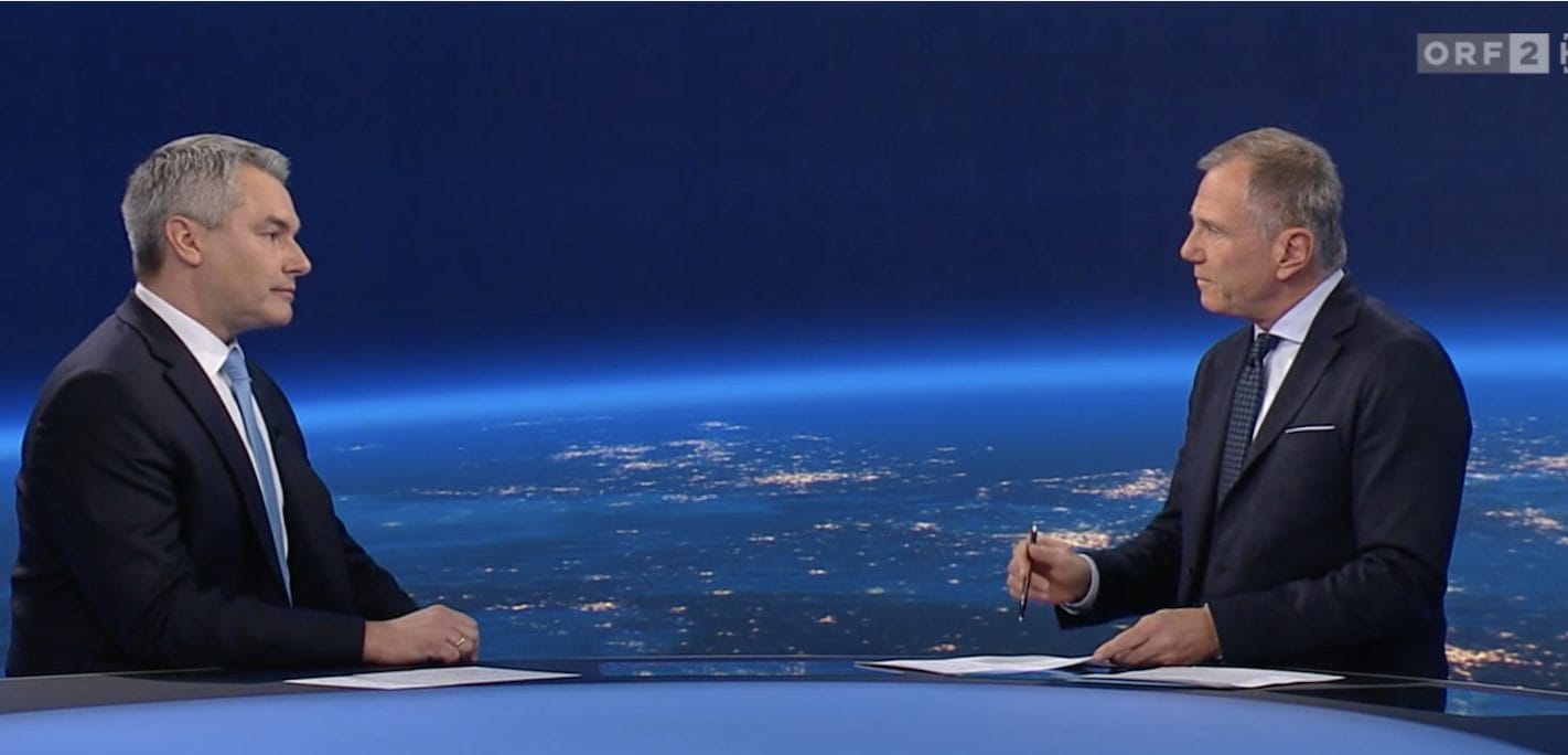 Karl Nehammer (51) bei Armin Wolf in der ZiB2.