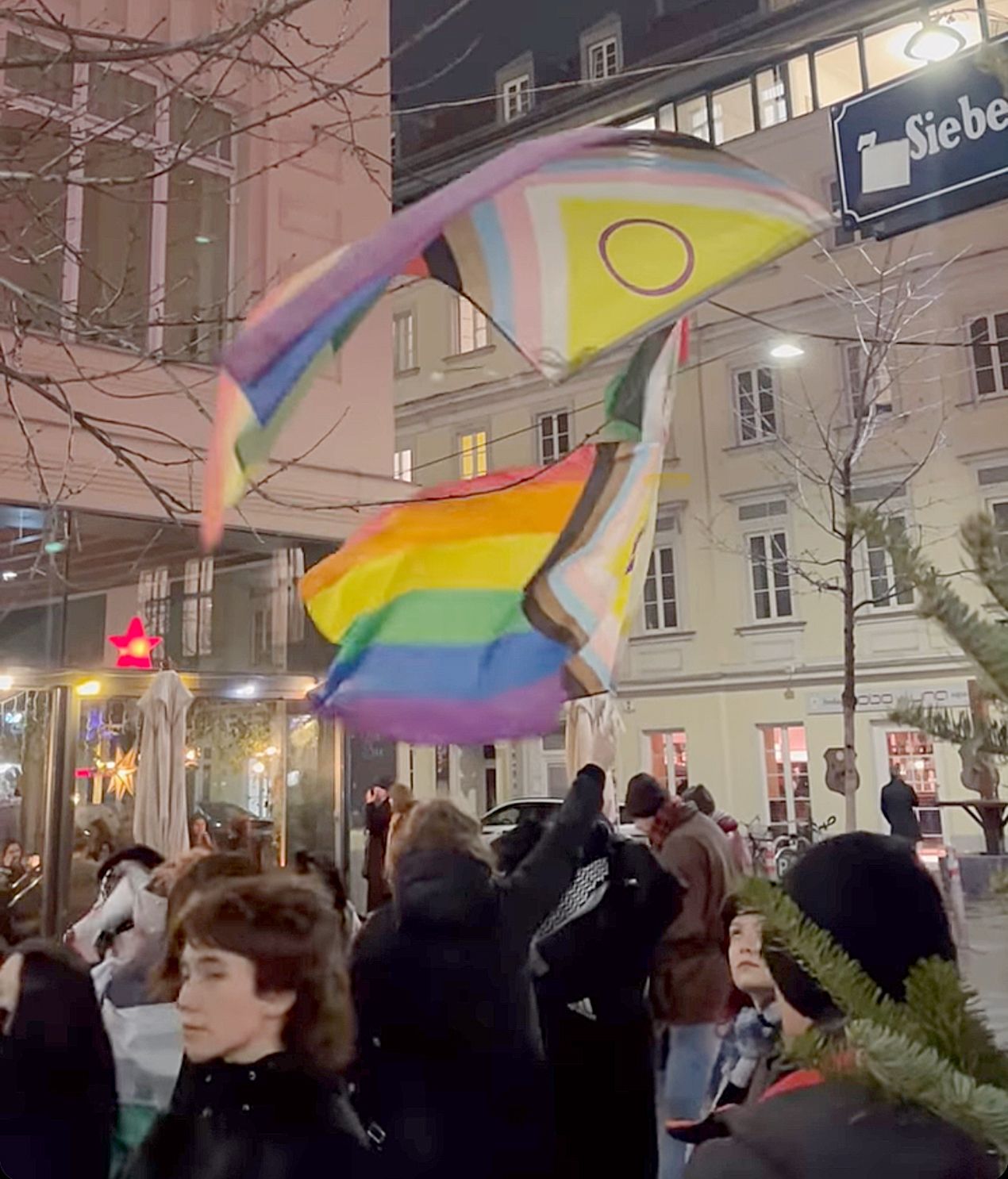 Haben auch teilgenommen: Die linksextremen Queers for Palestine