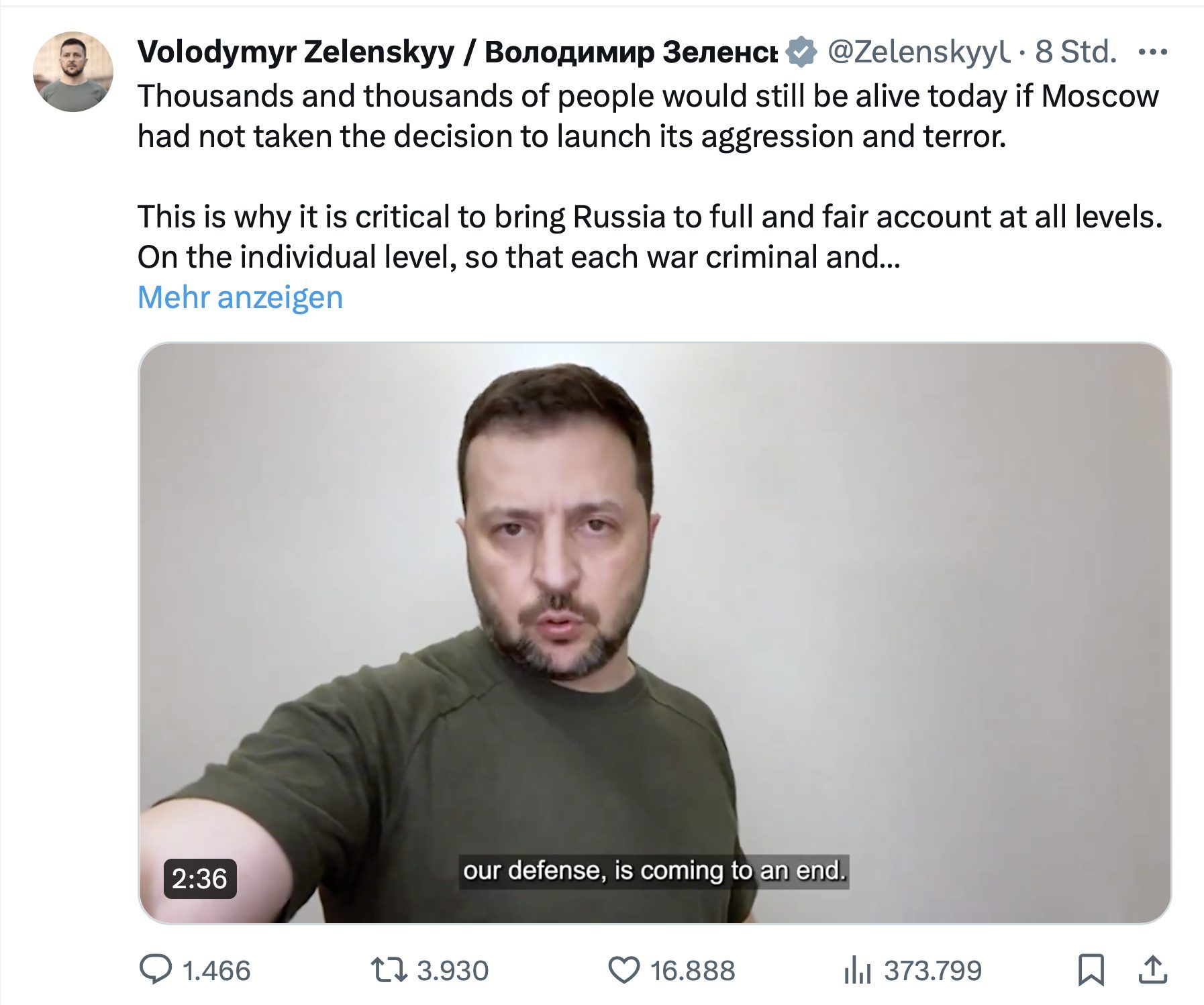 Das aktuelle Selfie-Video des ukrainischen Präsidenten.