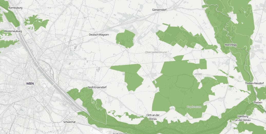 Auf der Karte sind die Natura 2000-Gebiete grün eingezeichnet.