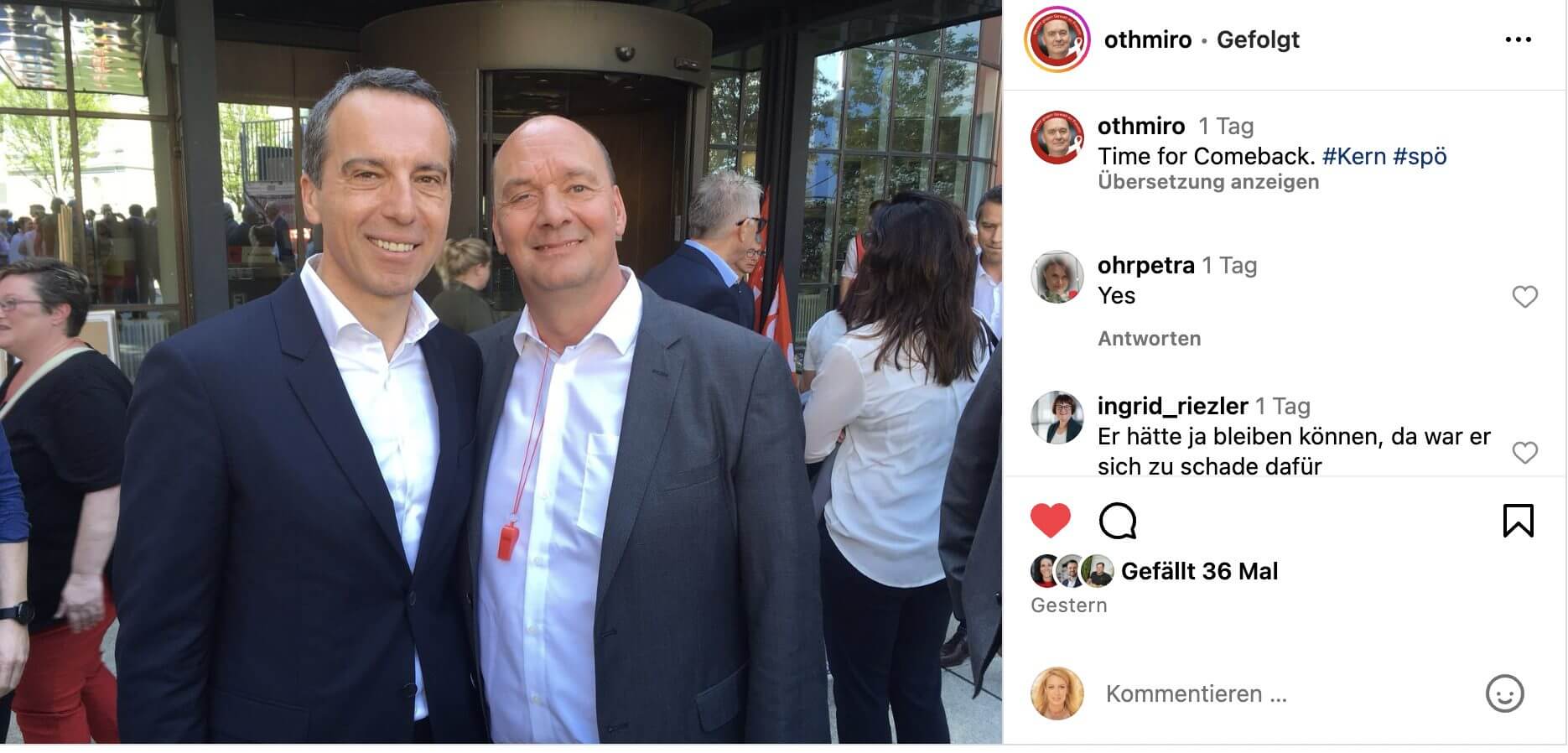 Der Salzburger Othmar Danninger, stv. Bundesvorsitzender der Gewerkschaft Bau-Holz, fordert Christian Kern zurück
