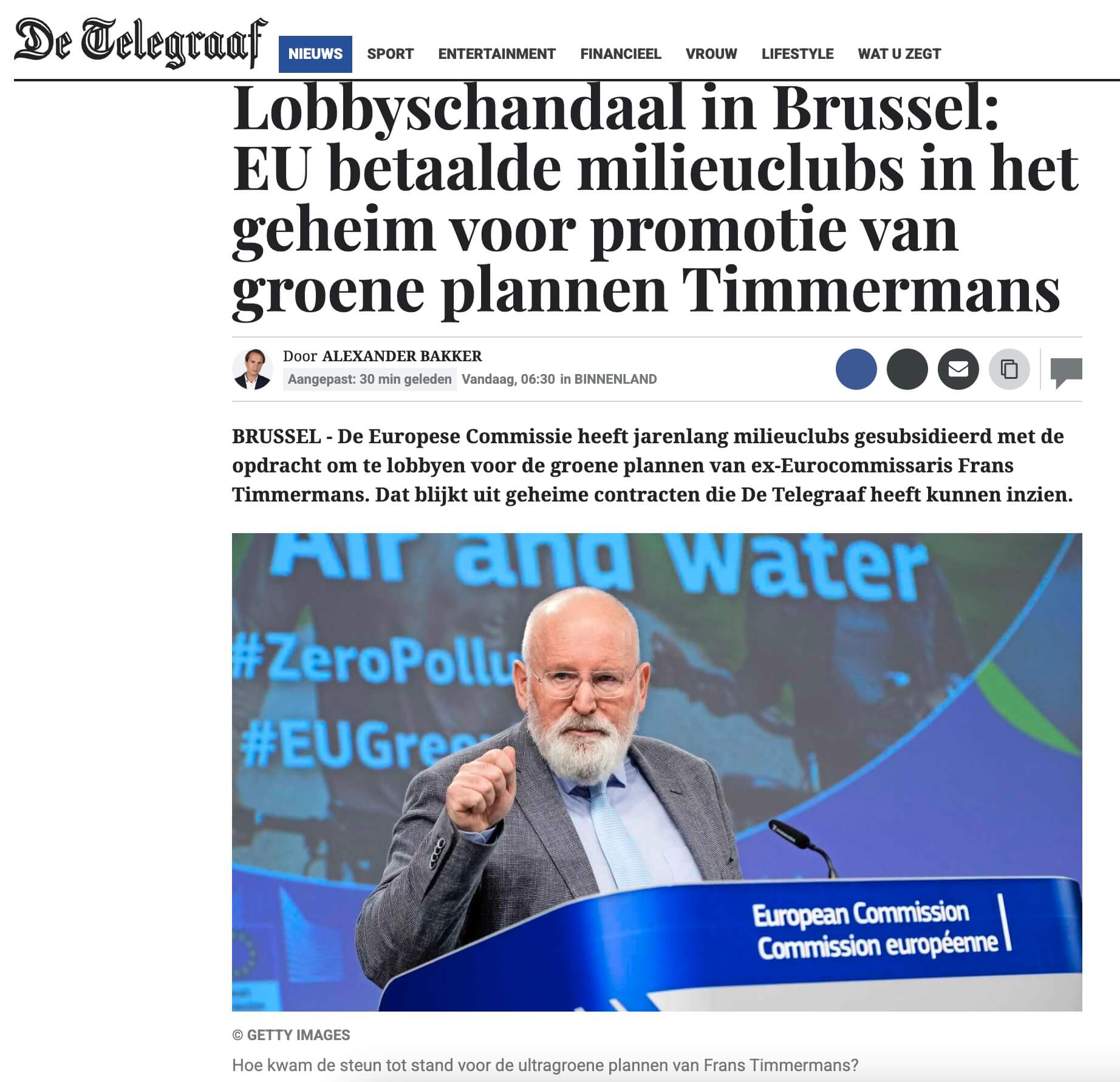 Der „De Telegraaf.“-Bericht (Bild) erschüttert zurzeit die EU