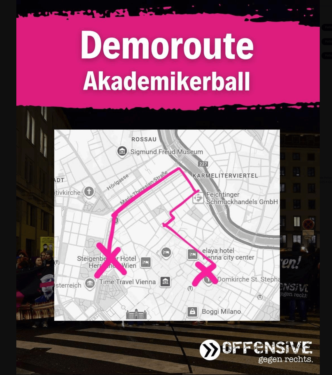 Die ‚Offensive Gegen Rechts' veröffentlichte auf X ihre Demoroute.