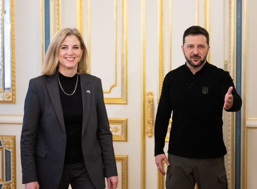Es bräuchte einen zweiten Wiener Kongress, so Greindl, in diese Richtung sollten Österreich und Außenministerin Beate Meinl-Reisinger (im Bild mit Präsident Wolodymyr Selenskyj, rechts) arbeiten.