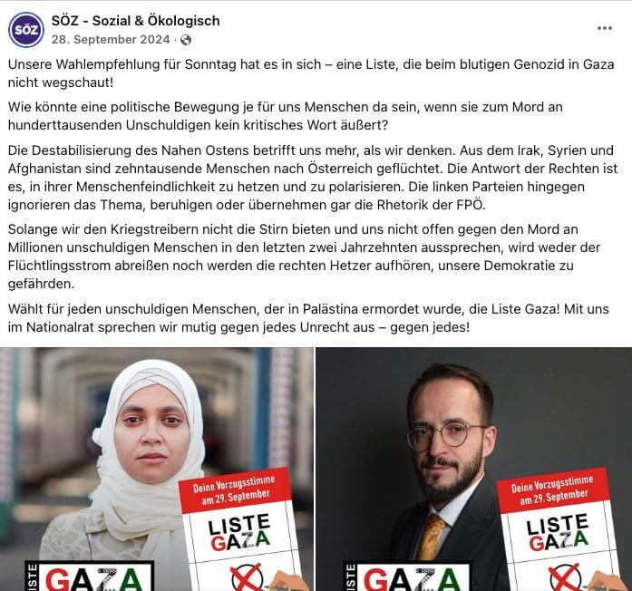 SÖZ gab eine Wahlempfehlung für die „Liste GAZA