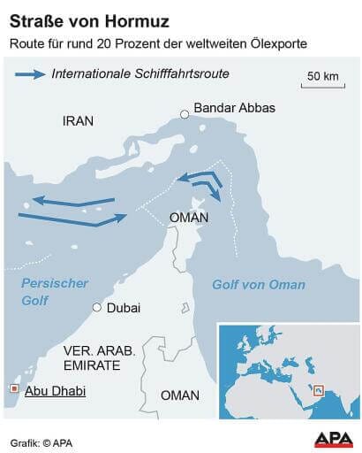 Die Straße von Hormus oder Hormuz.