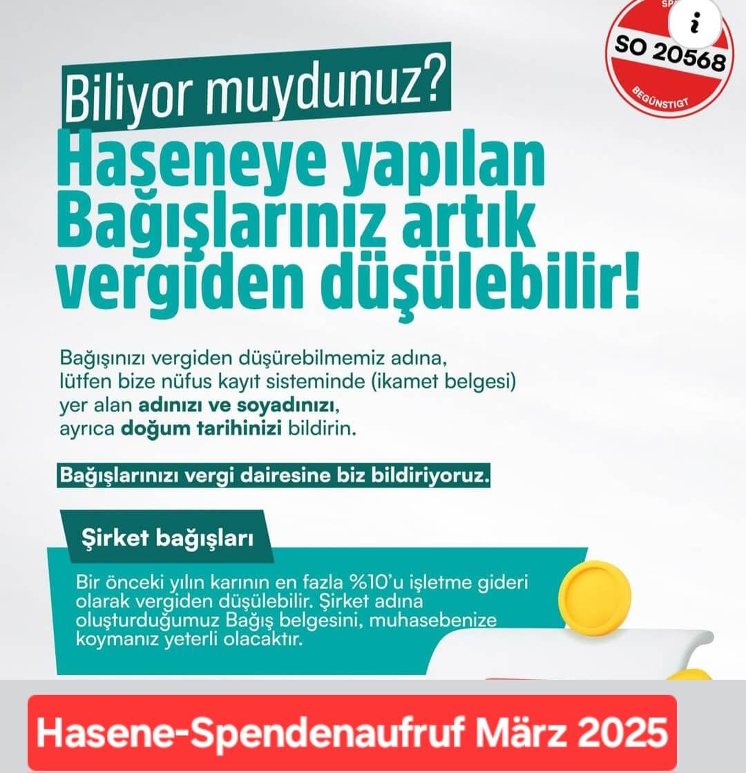 Auch die Milli-Görüs-Organisation HASENE sammelt Spenden, gibt aber keine detaillierte Auskunft über deren Verwendung
