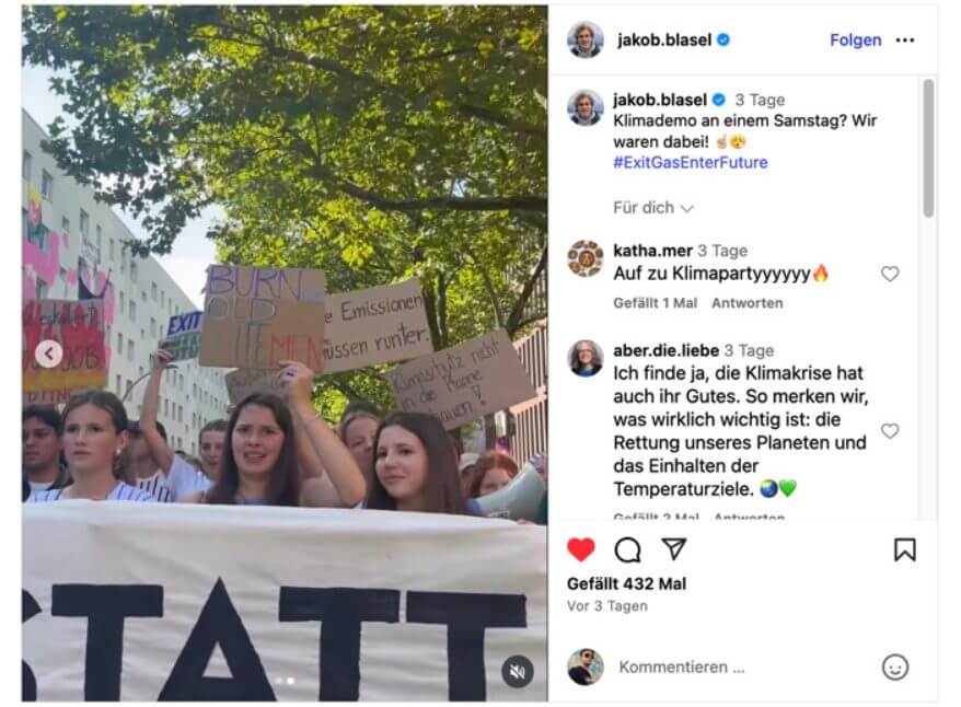 Hier sieht man: Grüne-Jugend-Chef Jakob Blasel verbreitet Aufruf zur Verbrennung alter weißer Männer.