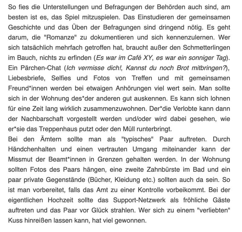 Praktische Tipps, wie man einen Migranten vor der Abschiebung schützt. (Quelle: schutzehe.org)