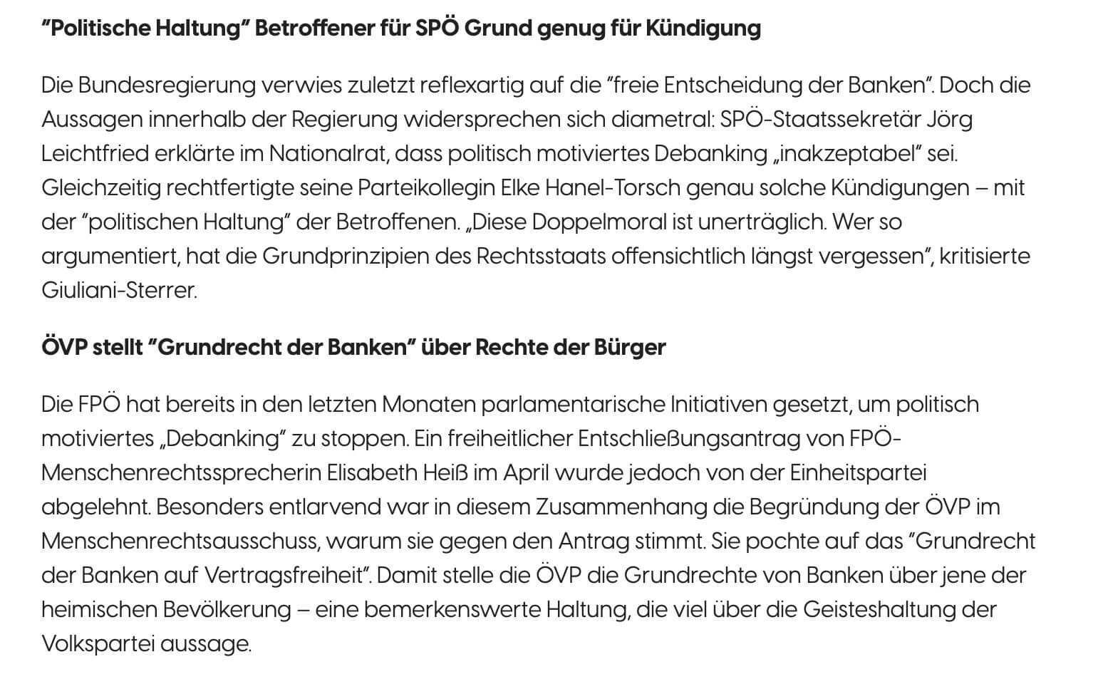 So fasst die FPÖ die Argumente von SPÖ und ÖVP zusammen.