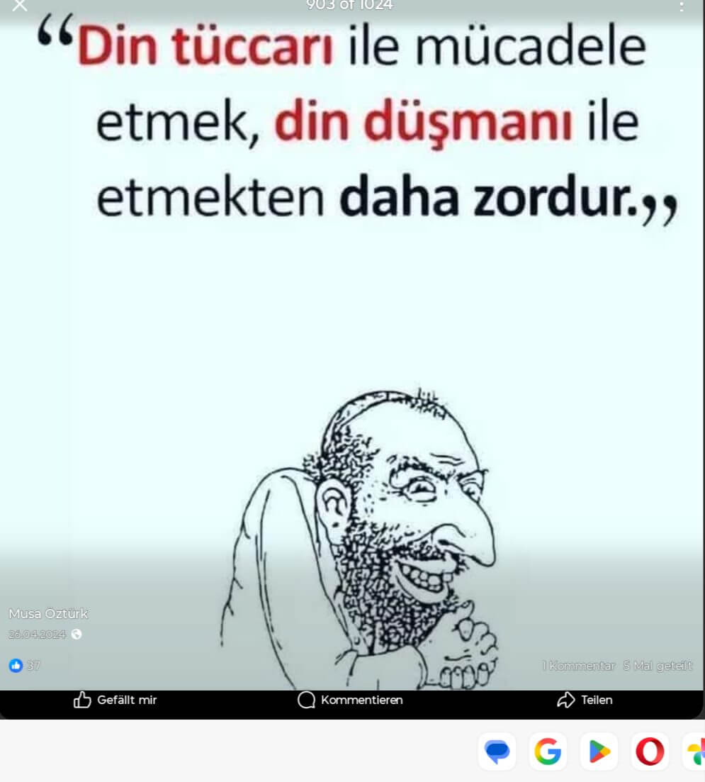 Antisemitische Stereotpye: Öztürks Post über „religiöse Geschäftemacher