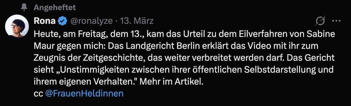 Rona Duwe ist Frauenrechtsaktivistin. Sie setzt sich unter anderem dafür ein, dass Schutzräume nur für biologische Frauen begehbar sind – und nicht für Männer, die sich als Frauen fühlen.
