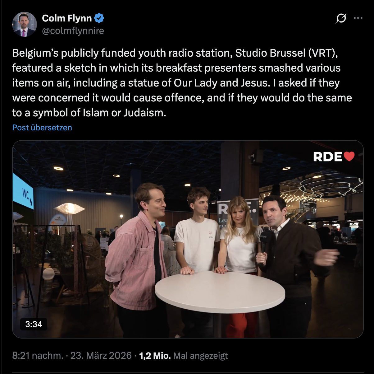 Das Interview von dem katholischen Journalisten Colm Flynn mit den Produzenten und Moderatoren des Beitrags ging viral.