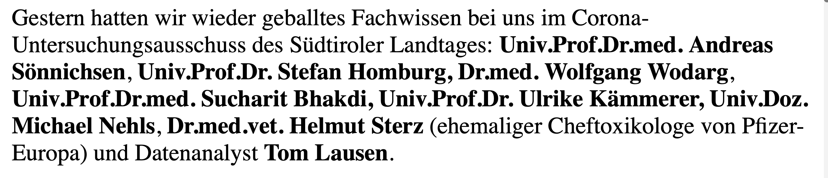 Auszug aus der Stellungnahme nach dem Ausschuss von Abgeordneten Renate Holzeisen.