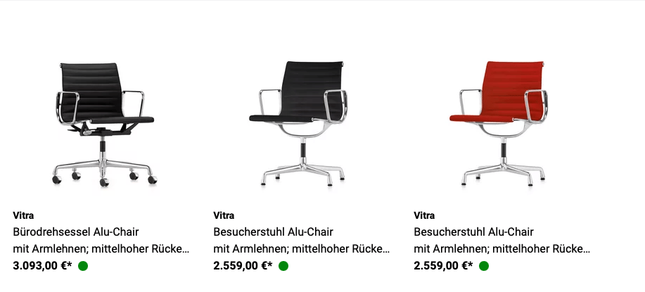 Die Designerstühle von Vitra kosten mehrere tausend Euro.