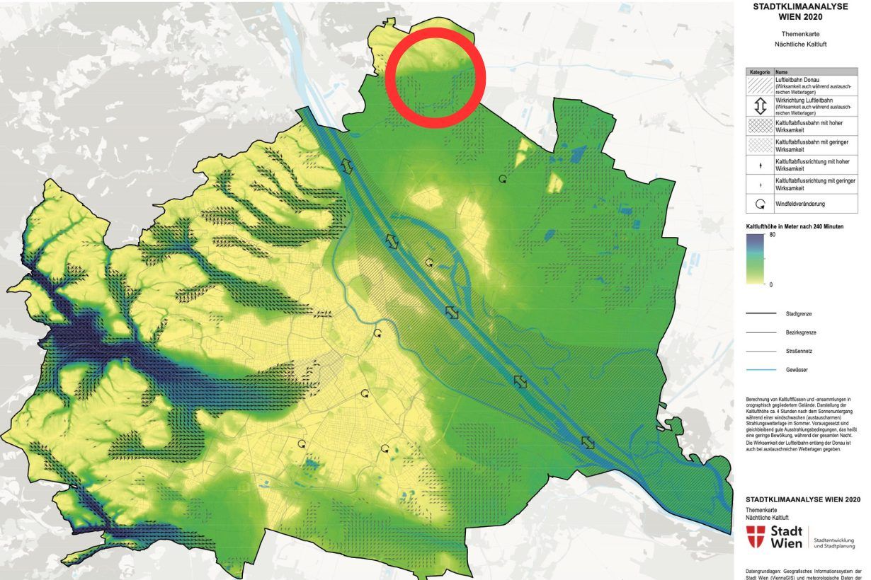 Grafik der Stadt Wien betreffend der Stadtklimaanalyse.