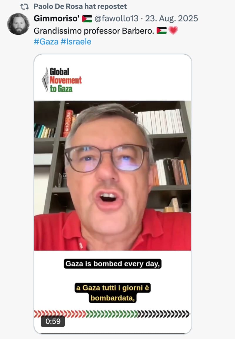 De Rosa mag antiisraelische Aktivisten.