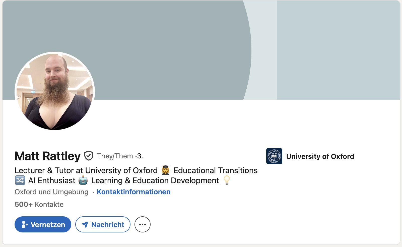 Das ist das offizielle LinkedIn Profil des Lehrenden.