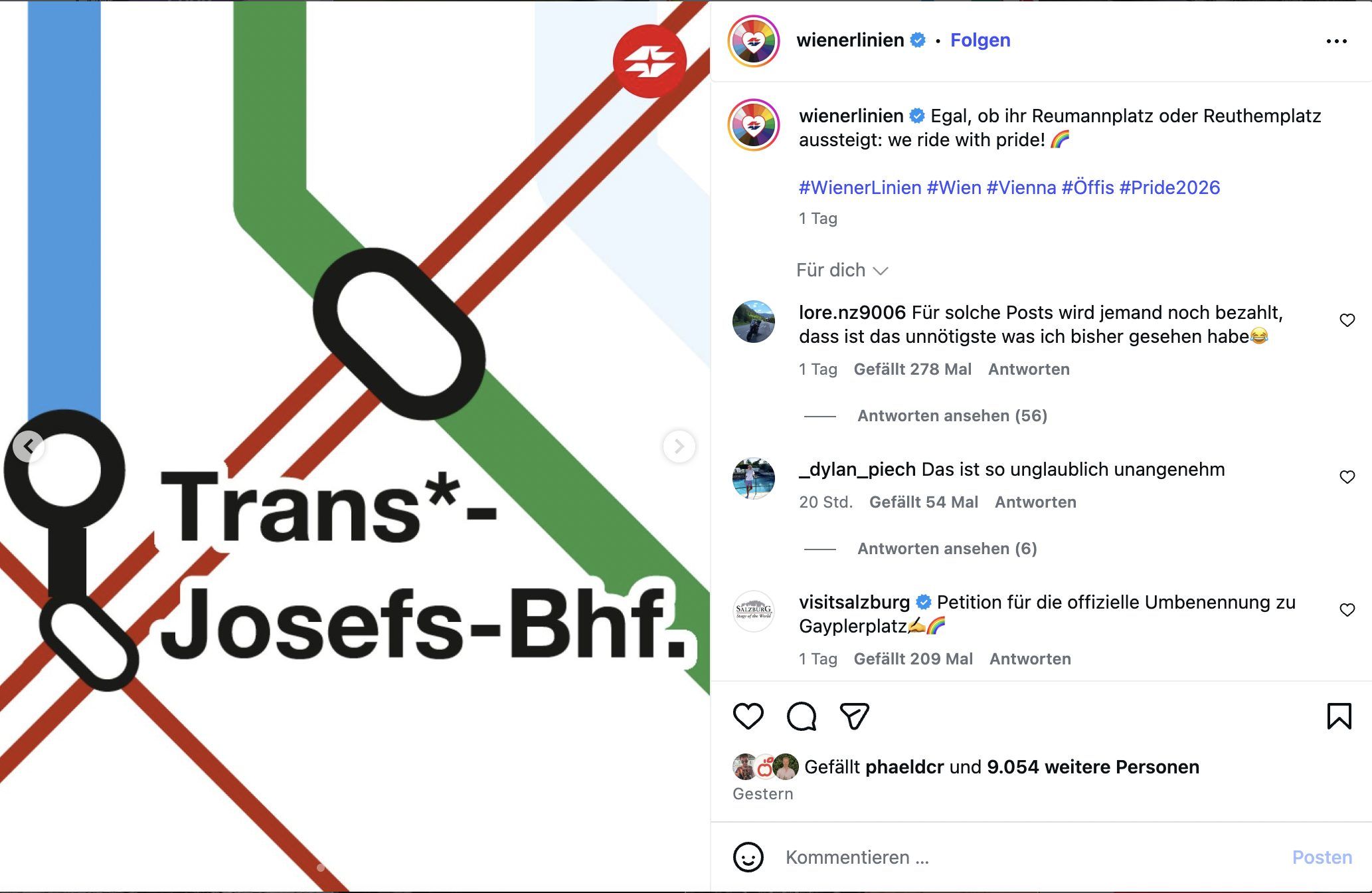 Aus dem FRanz-Josefs-Bahnhof wird „Trans-Josefs-Bahnhof“.