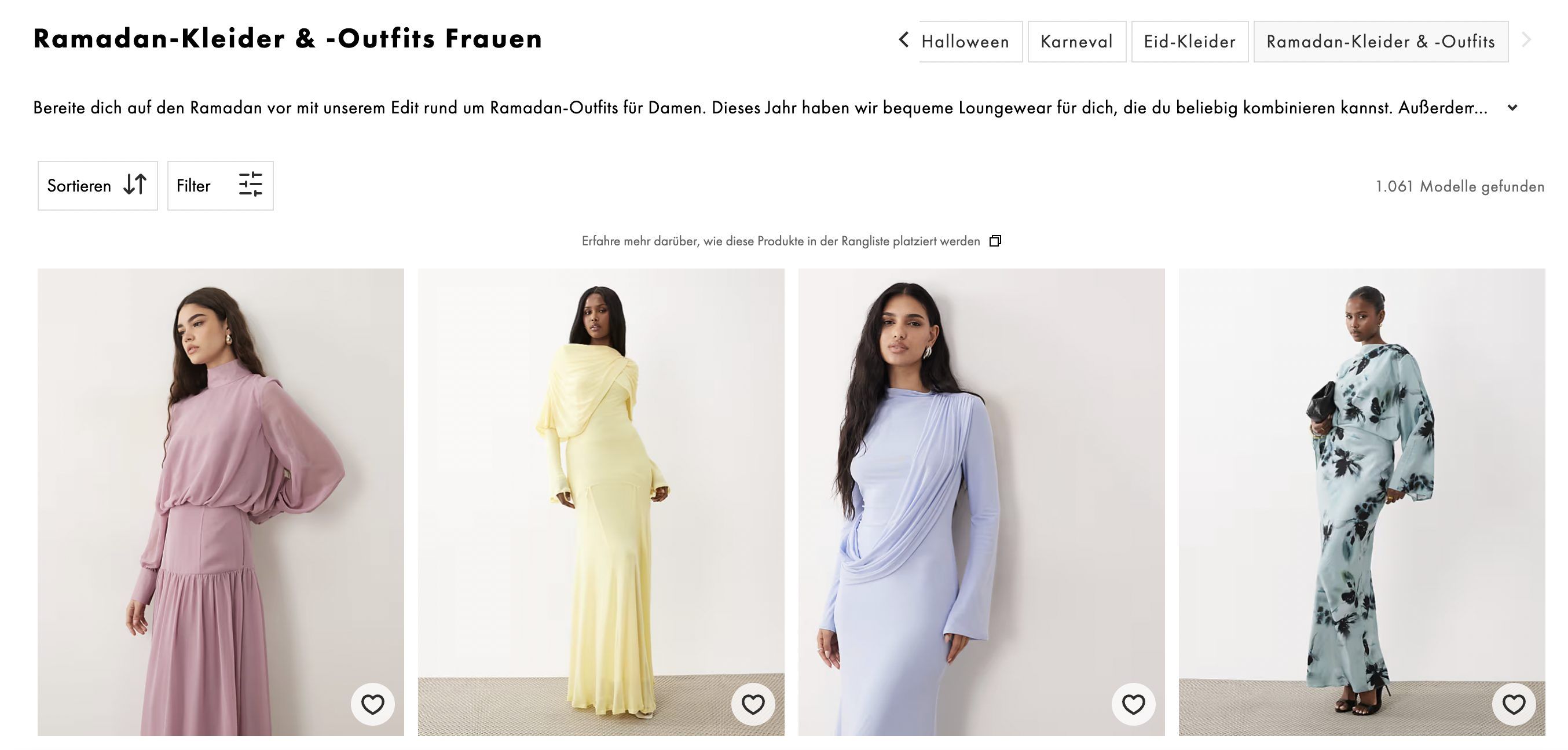 Der unter jungen Leuten beliebte Onlineshop Asoso bietet Ramadan-Outfits an.